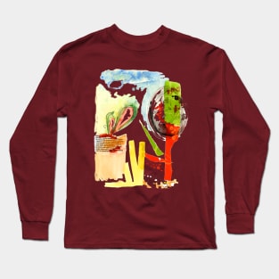 Abstract mixed media colorful landscape illustration Long Sleeve T-Shirt